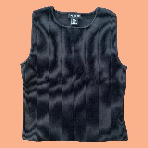 🖤 Rachel Zoe Ribbed Sleeveless Knit Tank (Size L) – Chic Black Minimalist - Picture 2 of 5